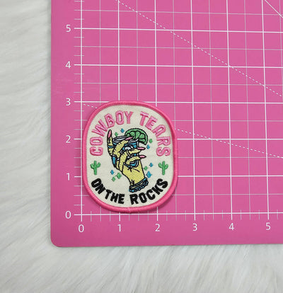 Cowboy Tears on the Rocks Woven Embroidery Iron On Patch
