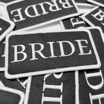 4" Bride - White & Black -  Embroidered Hat Patch