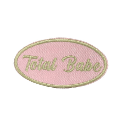 Total Babe in Oval, Pink, Hat Bar Embroidered Iron on Patch