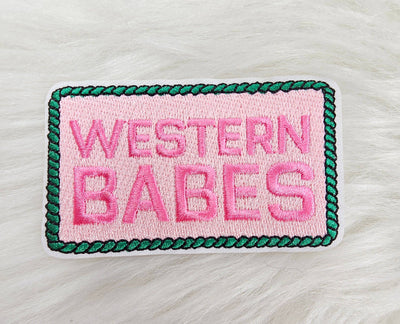 'Western Babes' Rope Pink and Green Embroidery Iron On Patch