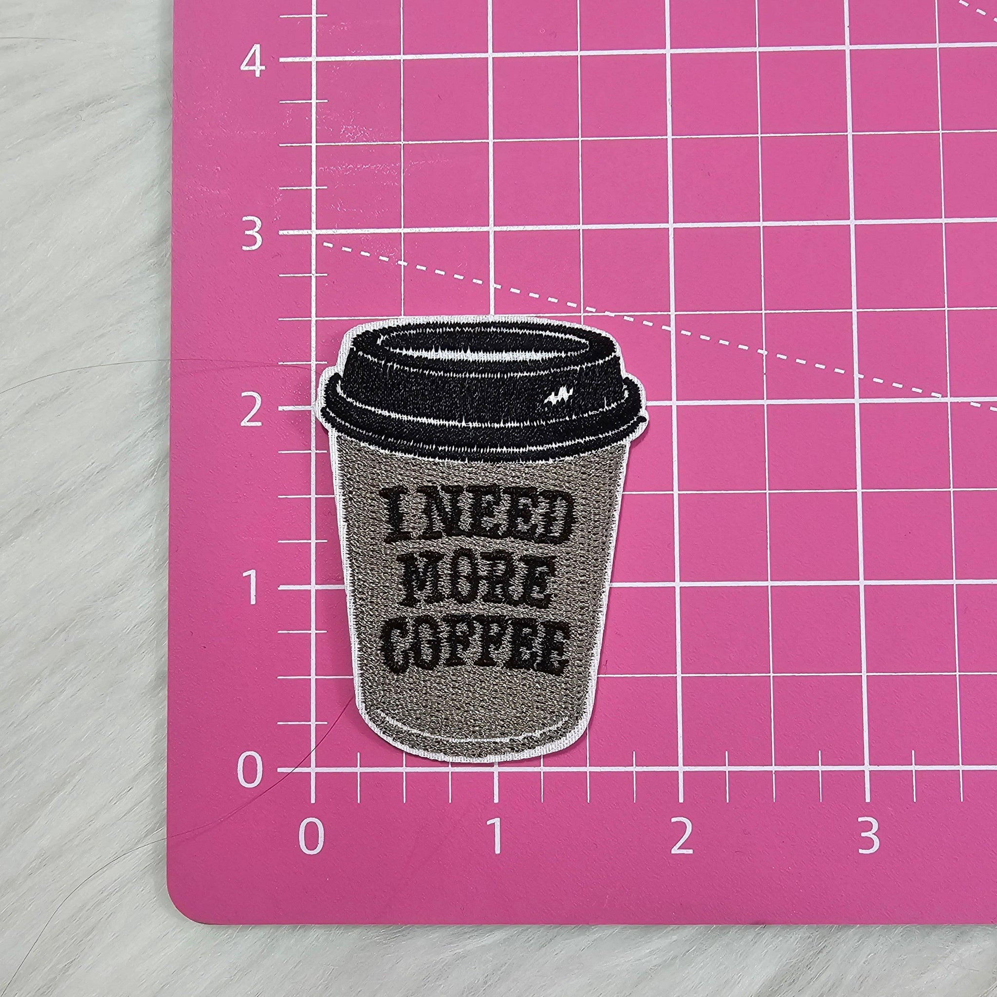 Small 'I Need More Coffee' Iron On  Embroidery Patch