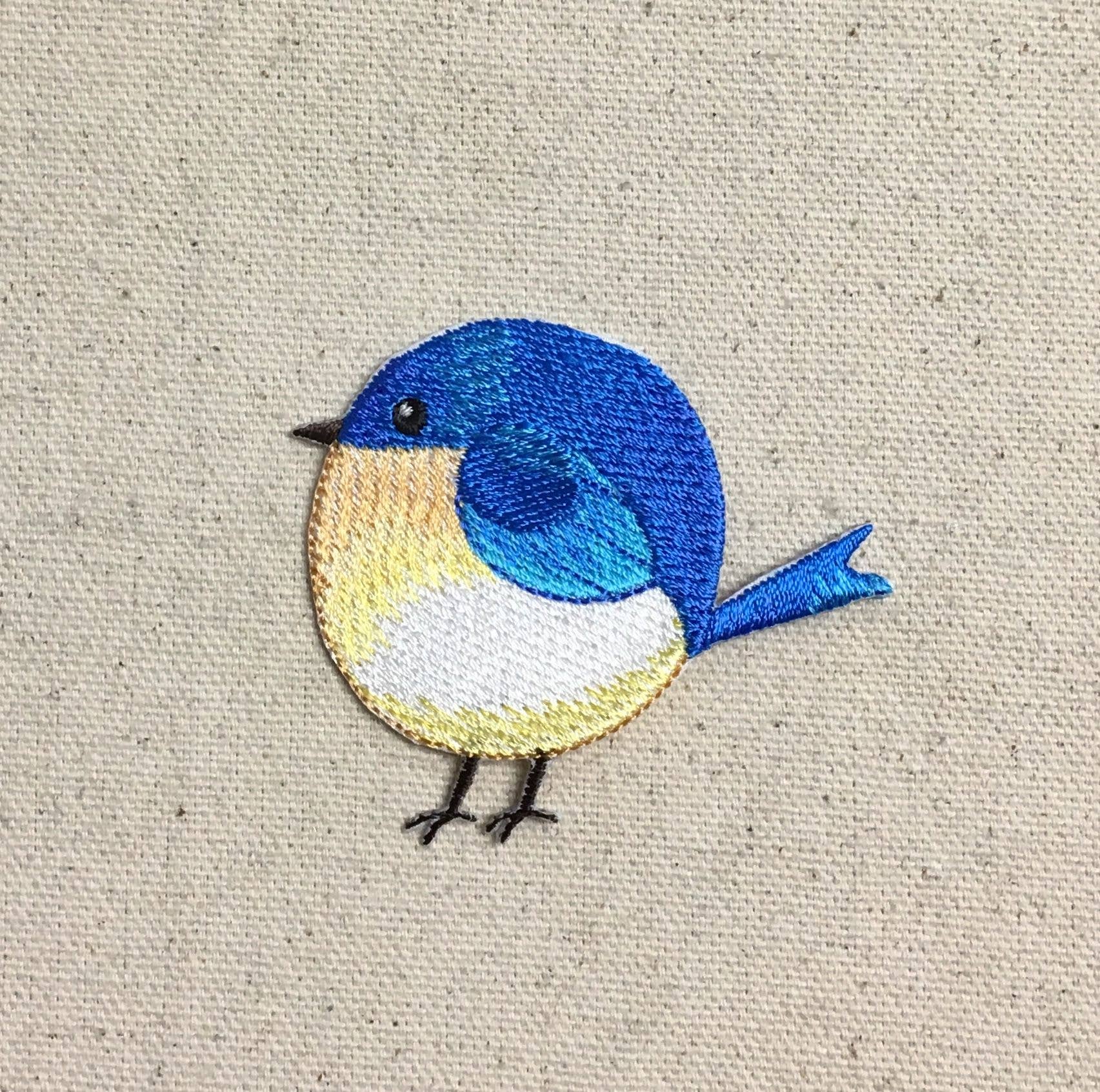 Chubby Blue Bird Embroidered Iron on Patch