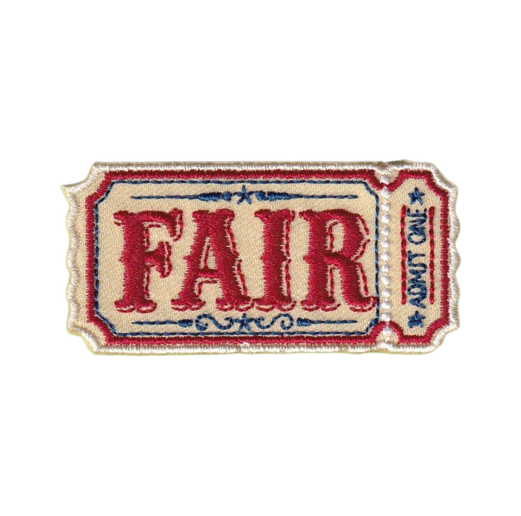 Fair Ticket Admit One State County Embroidered Iron on Patch