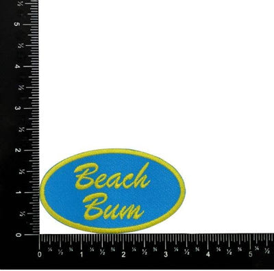 Beach Bum in Oval Embroidered Iron on Patch