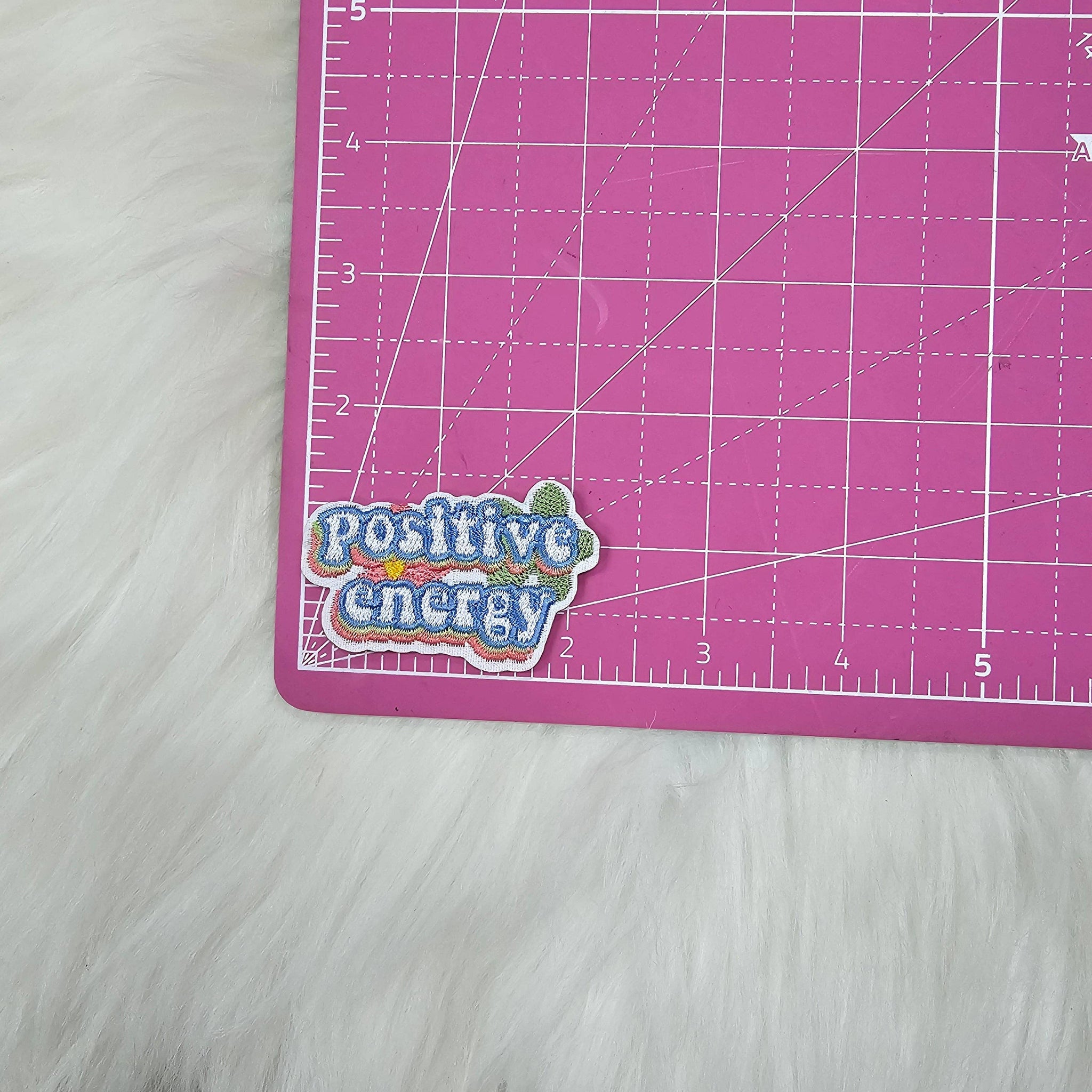 'Positive Energy' Floral Pastel Embroidery Iron On Patch