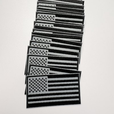 3" Black & Gray USA FLAG -  Embroidered Hat Patch