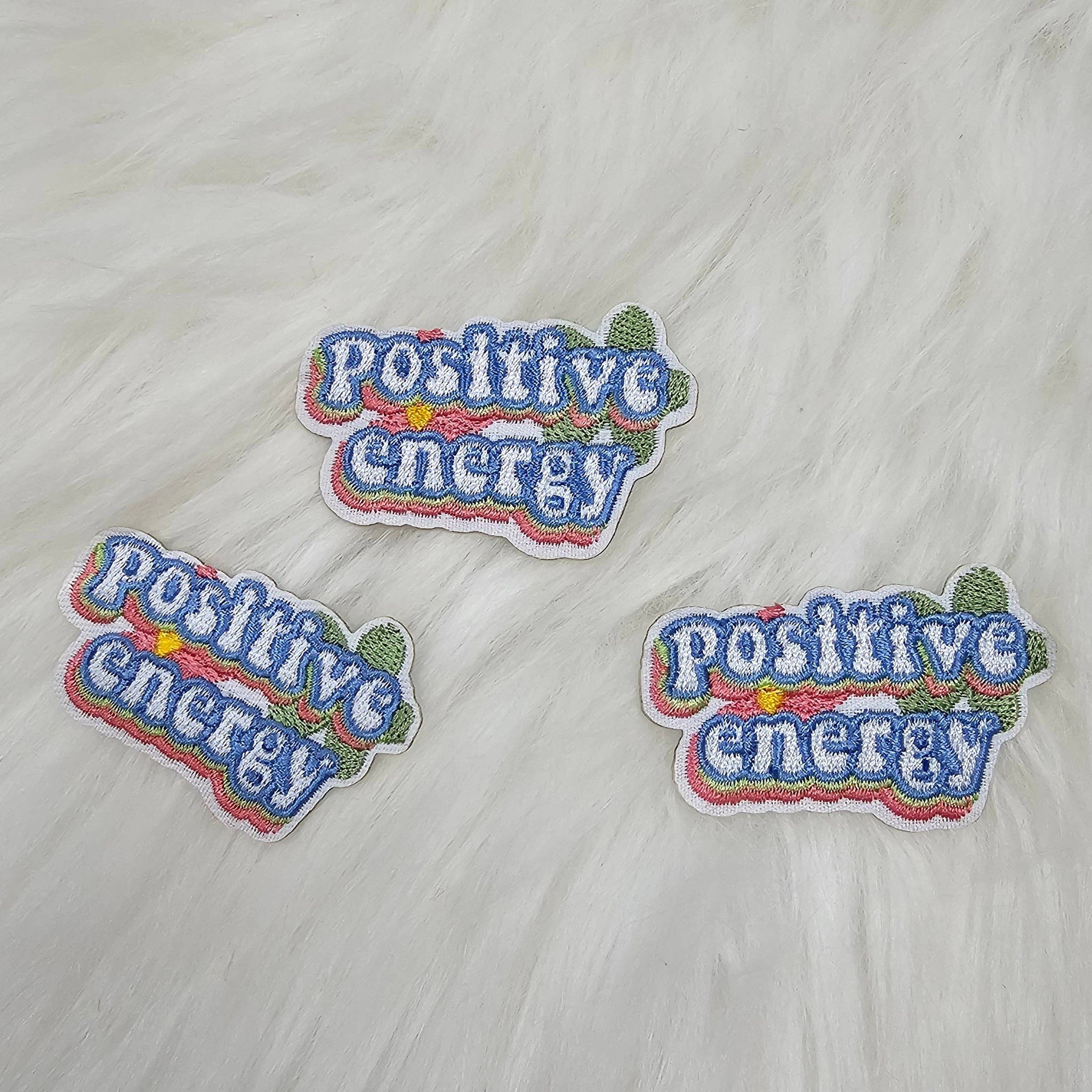 'Positive Energy' Floral Pastel Embroidery Iron On Patch