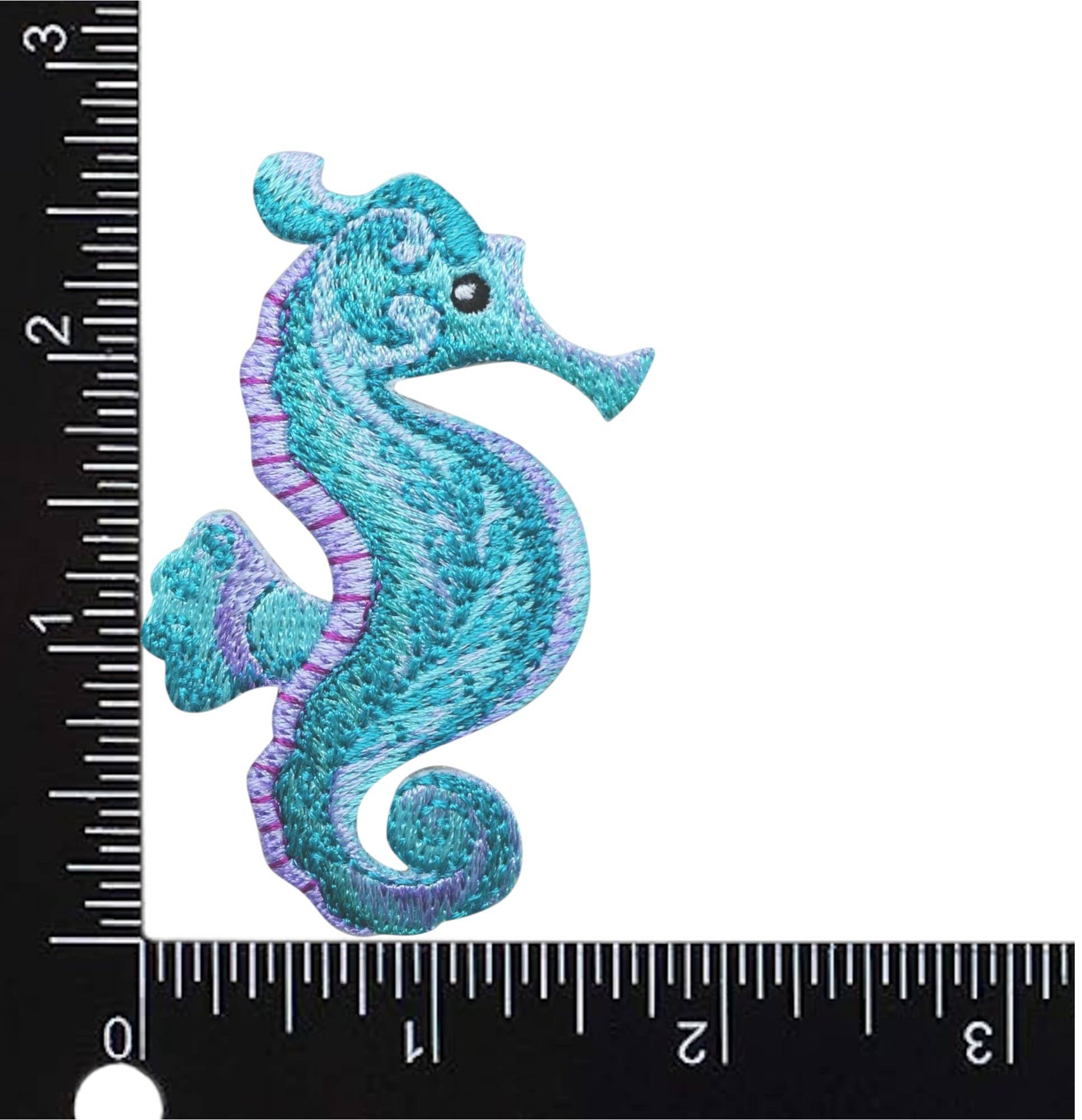 Seahorse - Tropical - Blue, Green, Purple, Iron on Patch