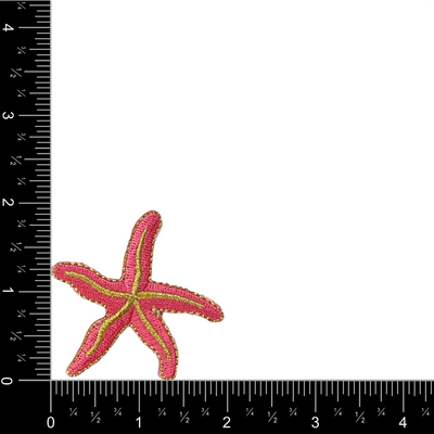 Starfish - Pink/Gold Embroidered Iron on Patch