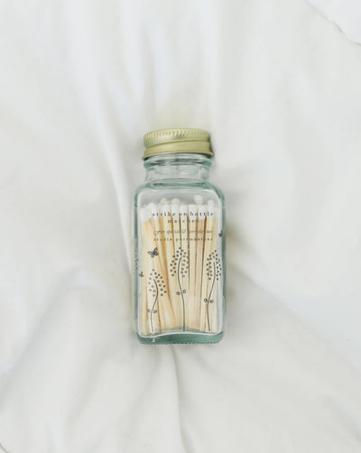 Wildflower 2" White Match Jar | Pretty Glass Match Holder