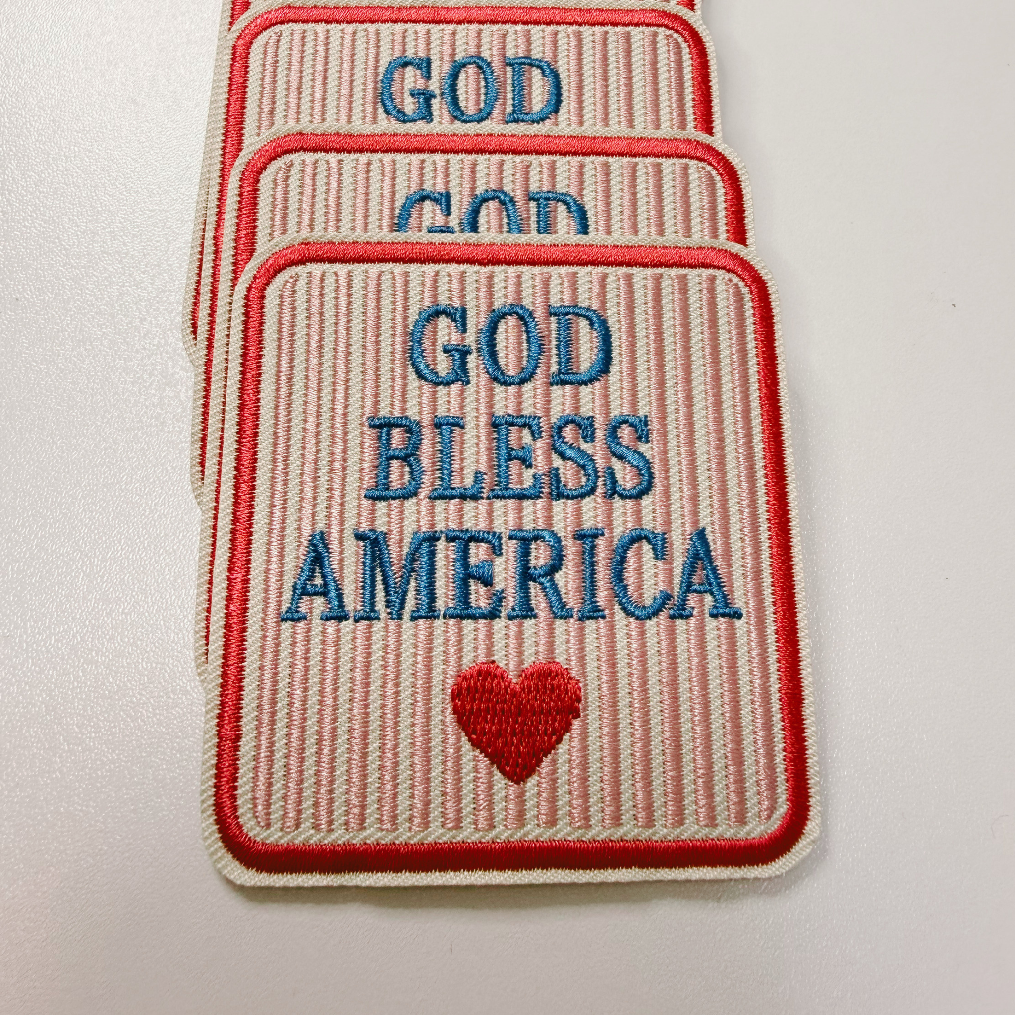 God Bless America (2.25" x 2.5") PINK -  Embroidered Hat Patch