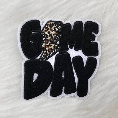 Small Pocket Hat Game Day Cheetah Lightning Bolt Chenille Patch