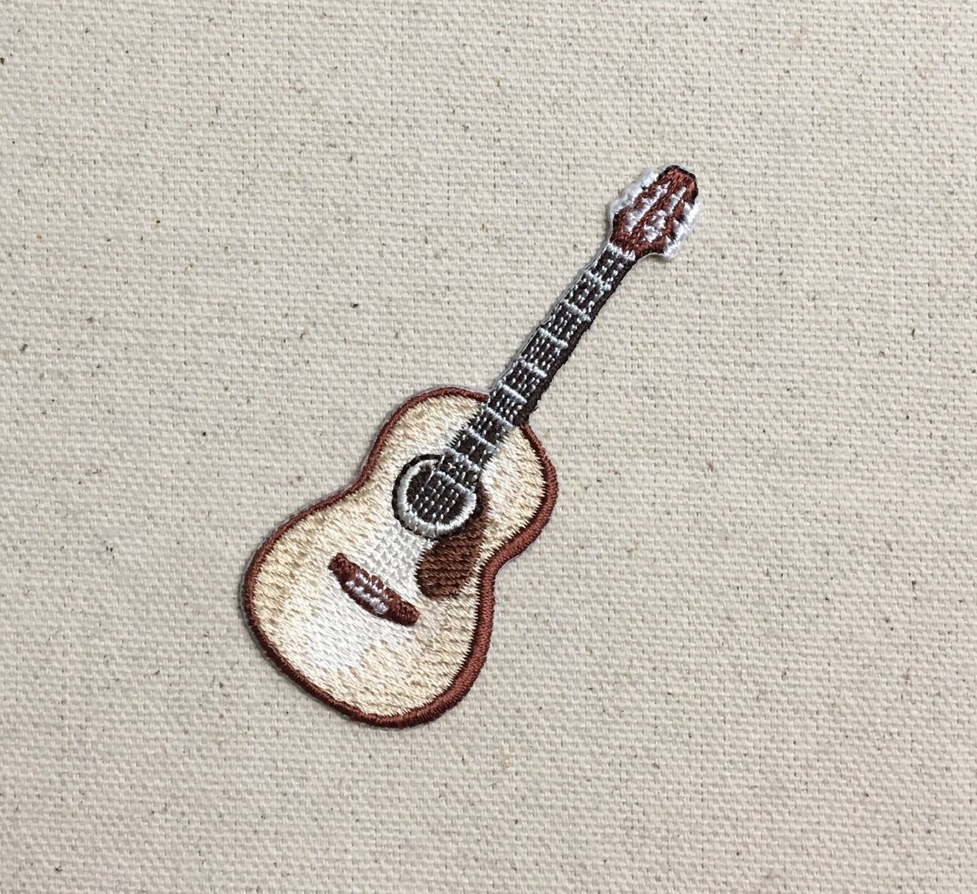 Acoustic Guitar - Natural/Brown - Music - Iron on Patch