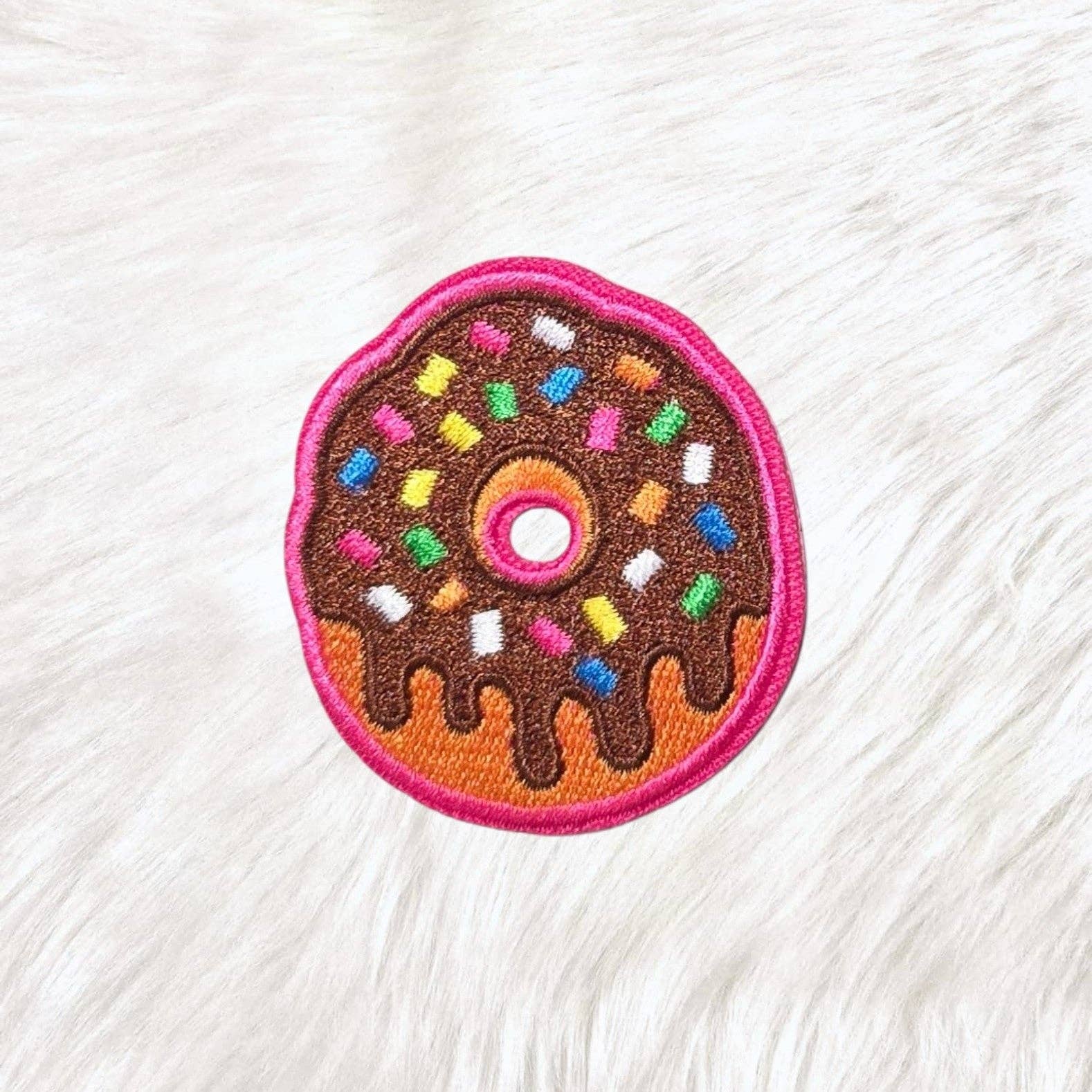 Donut Chocolate Sprinkle Drip Embroidery Iron On Patch