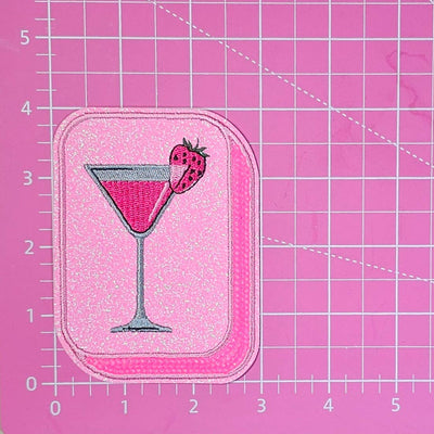 Mahjong Tile Pink Sequin Glitter Iron On Patches