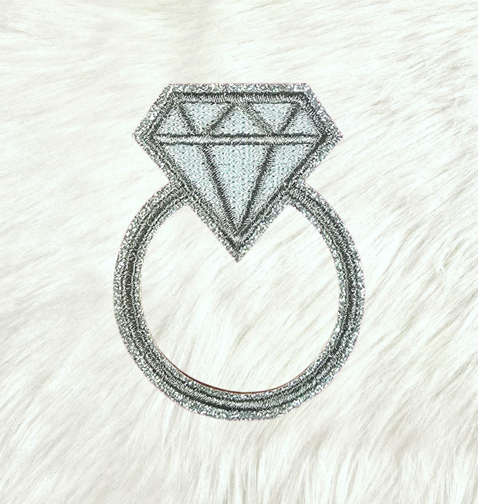 Diamond Wedding Engagement Ring Embroidery Iron On Patch
