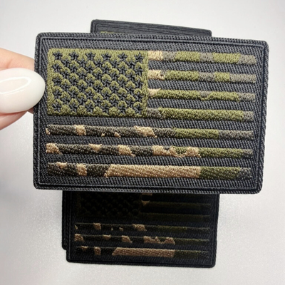 3" CAMO USA FLAG -  Embroidered Hat Patch