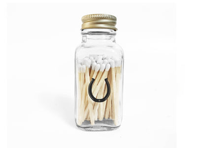 Lucky Horseshoe 2" White Match Jar | Western Match Holder