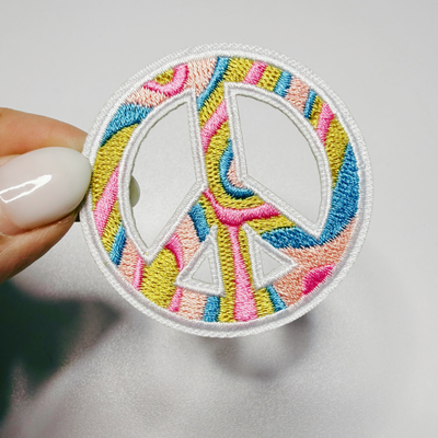 2" Multicolored peace sign -  Embroidered Hat Patch