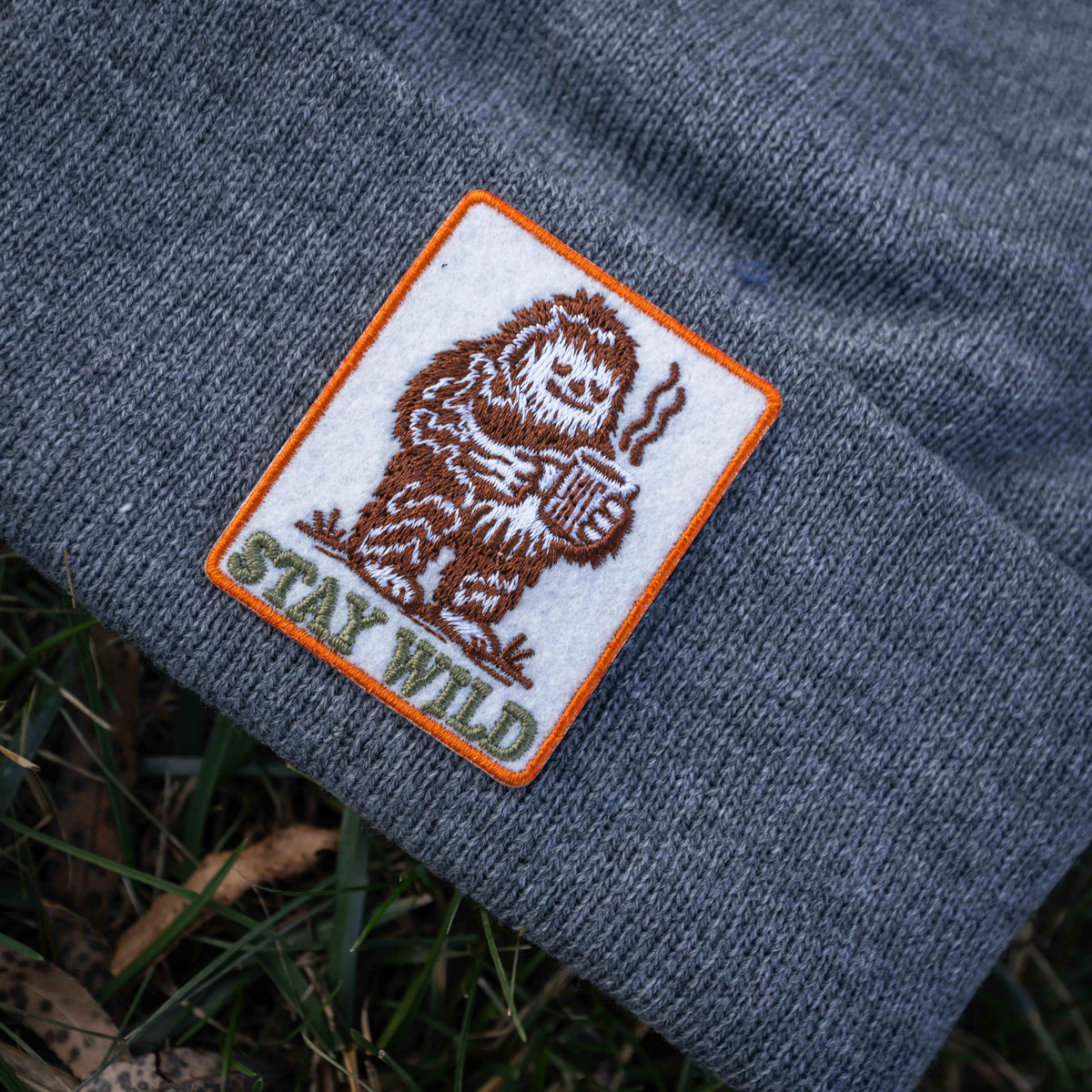 STAY WILD Sashquatch Bigfoot Drinking Coffee Patch - Iron On