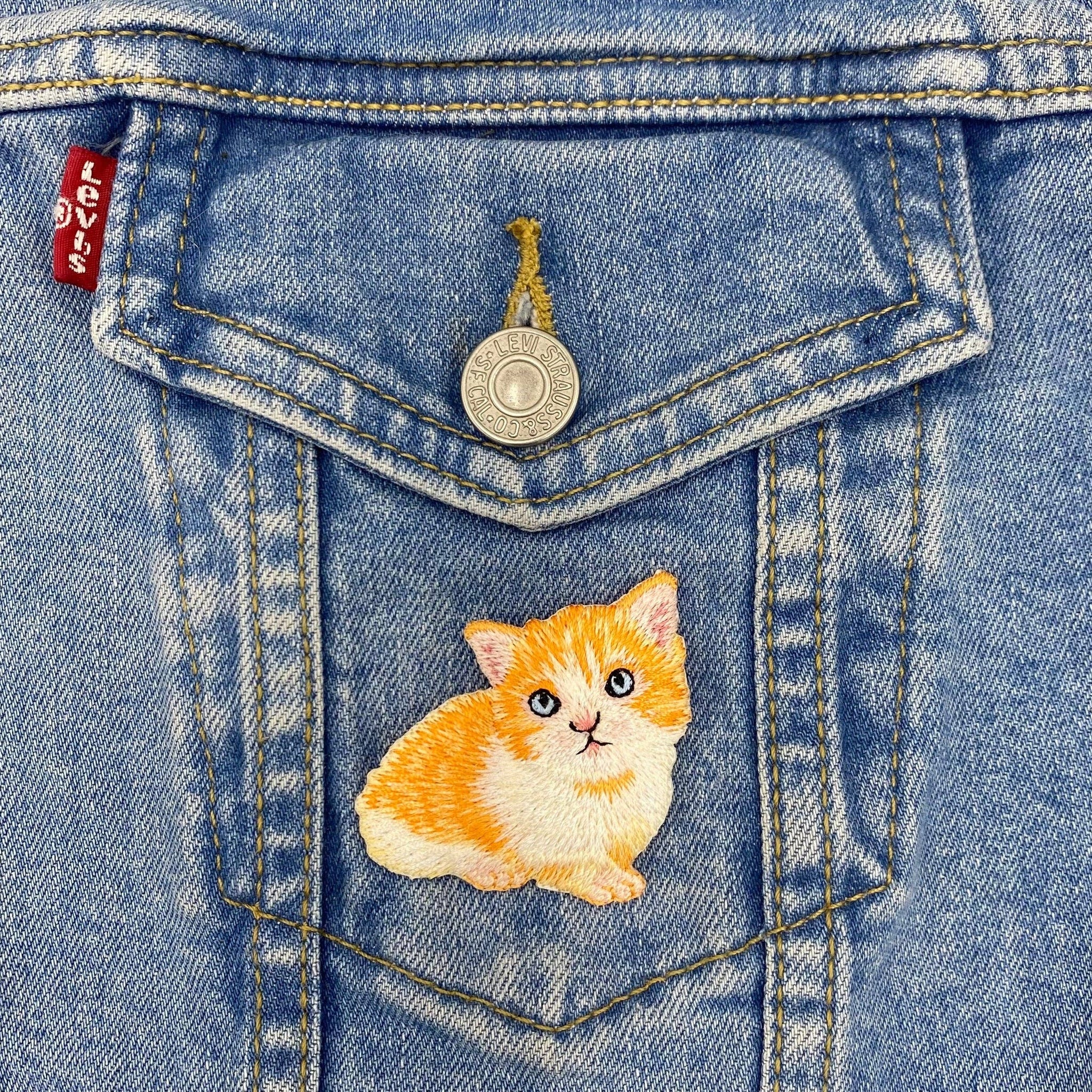 Orange Tabby Cat, Kitten, Embroidered, Iron on Patch