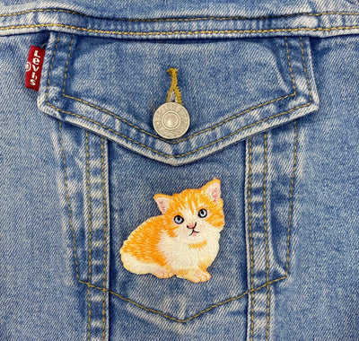 Orange Tabby Cat, Kitten, Embroidered, Iron on Patch