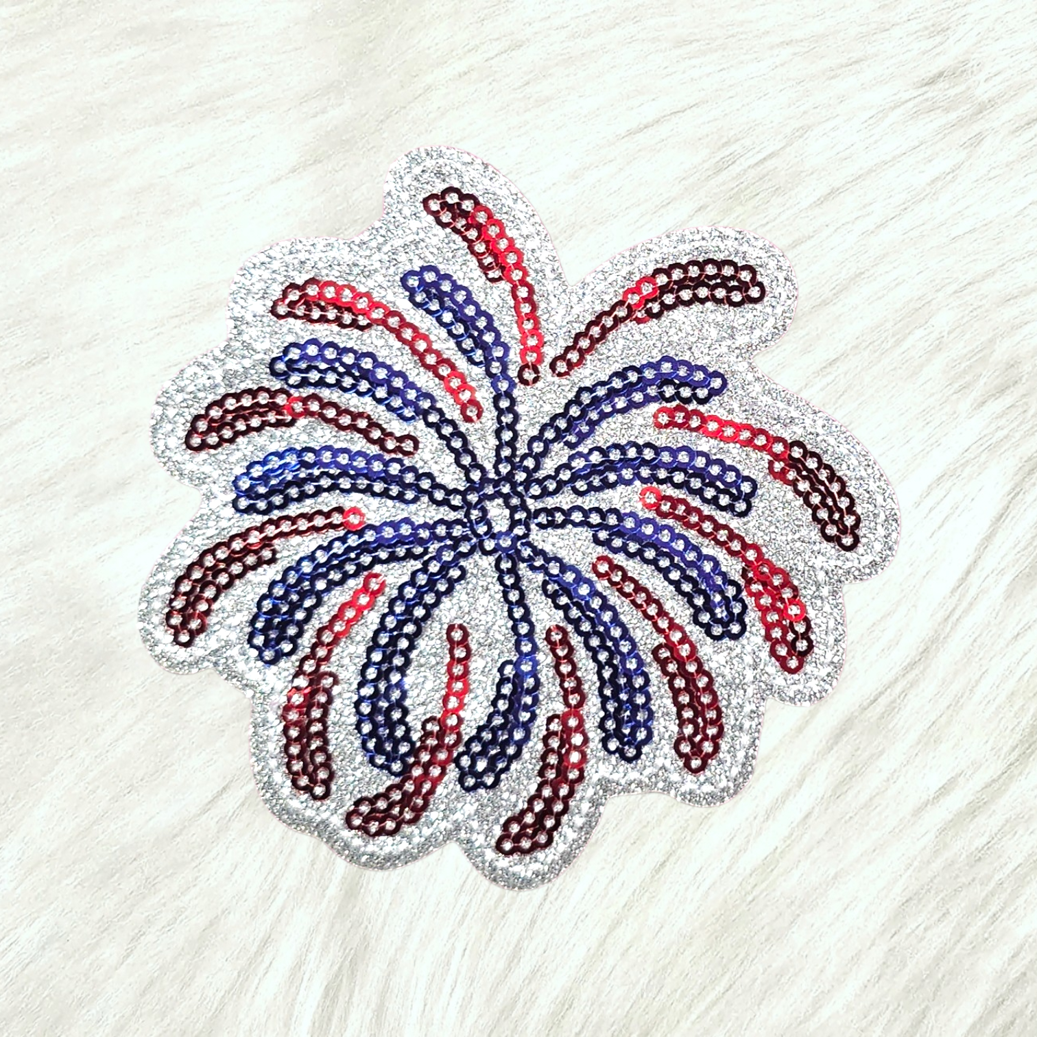 USA Firework Sequin Glitter Iron-on Patch