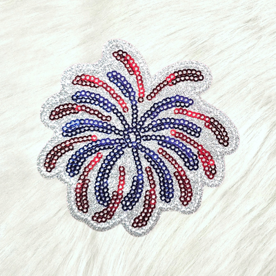 USA Firework Sequin Glitter Iron-on Patch