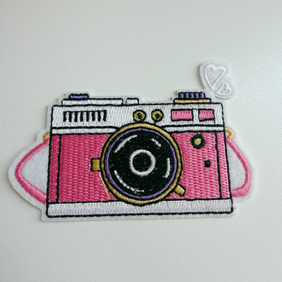 3" Camera in Pink -  Embroidered Hat Patch