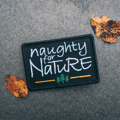 Naughty For Nature Embroidered Iron On Heat Seal Backing