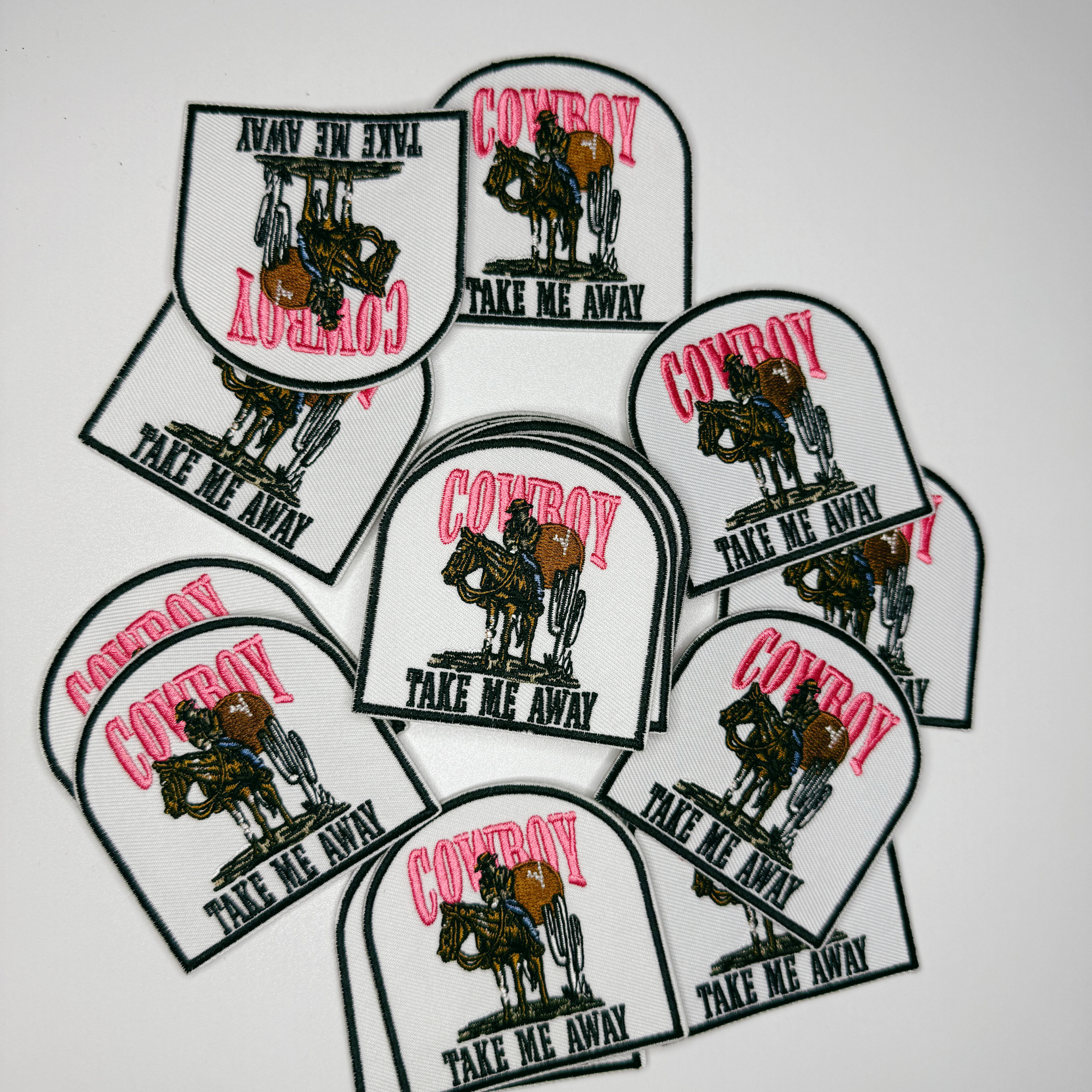 3" Cowboy Take me away  -  Embroidered Hat Patch