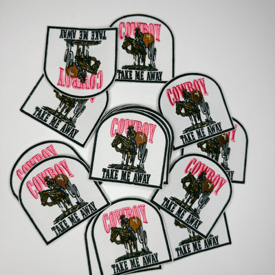 3" Cowboy Take me away  -  Embroidered Hat Patch