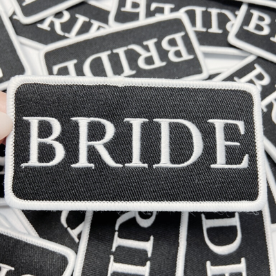 4" Bride - White & Black -  Embroidered Hat Patch