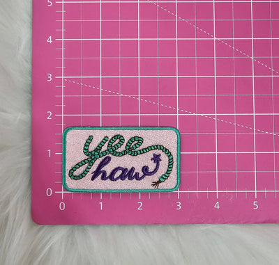 'Yeehaw' Turquoise Rope Western Embroidery Iron On Patch