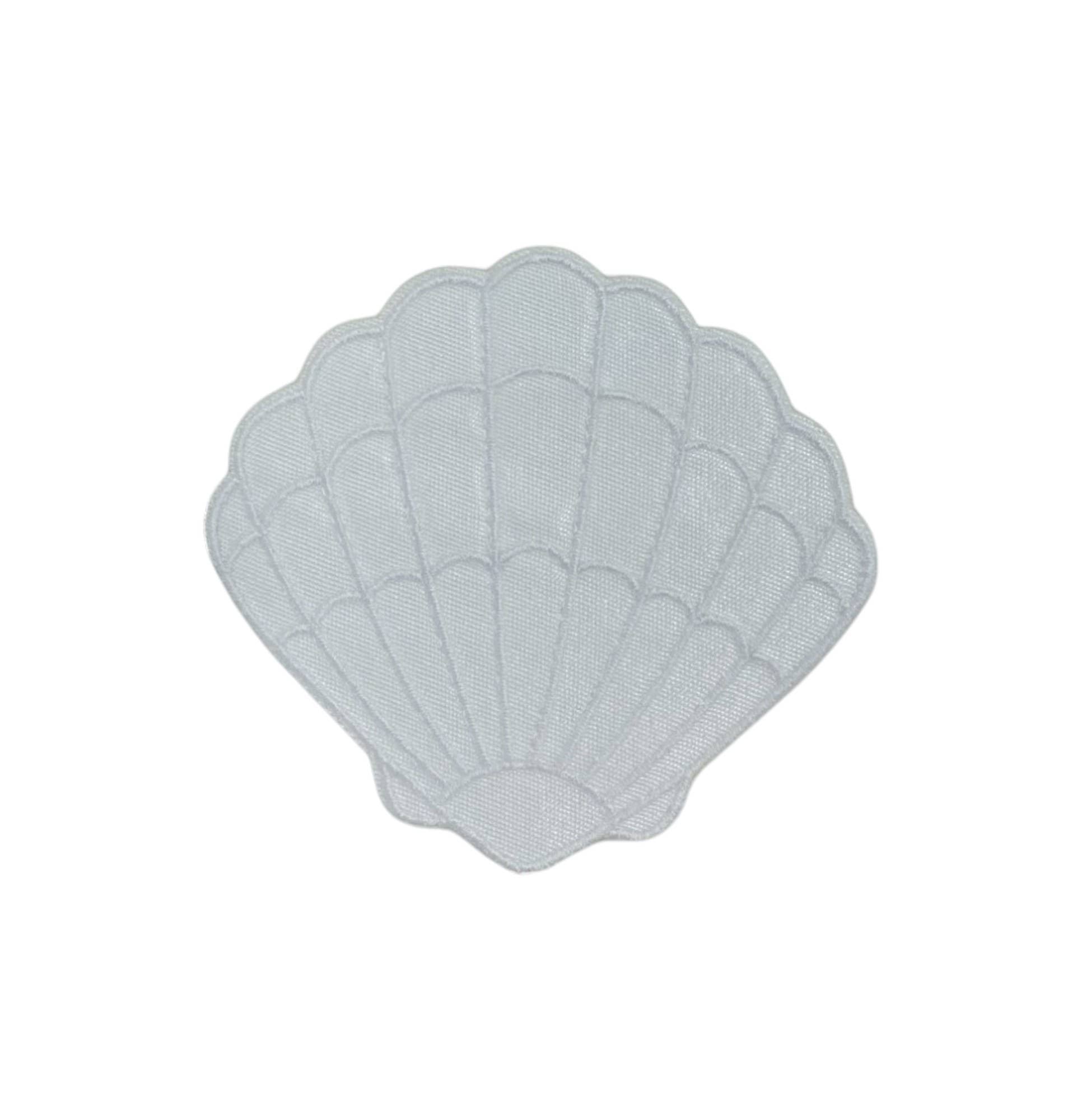 White Seashell, Embroidered, Iron on Patch
