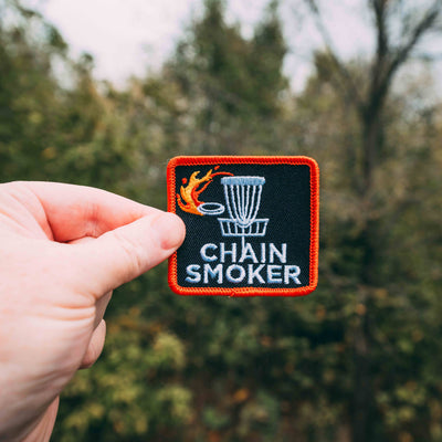 Disc Golf Chain Smoker Embroidered Patch w/ Iron On Backing
