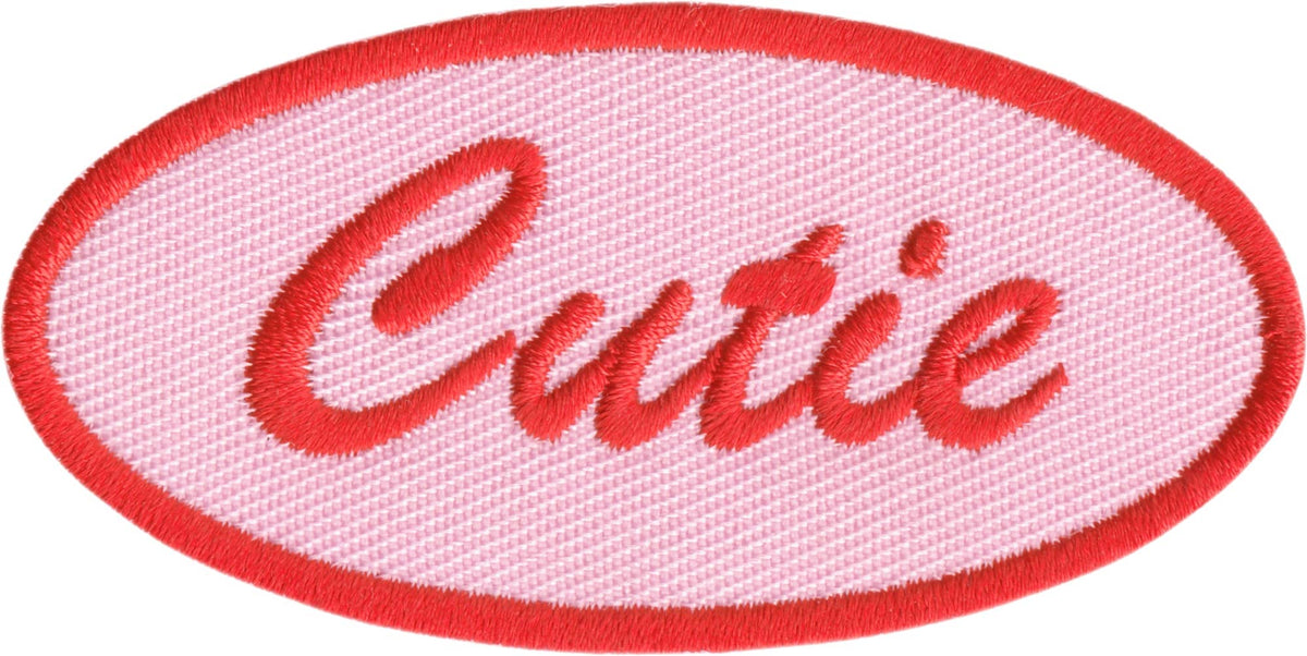 Patch - Diner Name Tag - "Cutie" - Pink Retro 1950s Style 3"