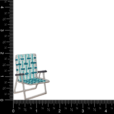 Vintage Lawn Chair, Teal Green Webbed Straps, Iron on Patch