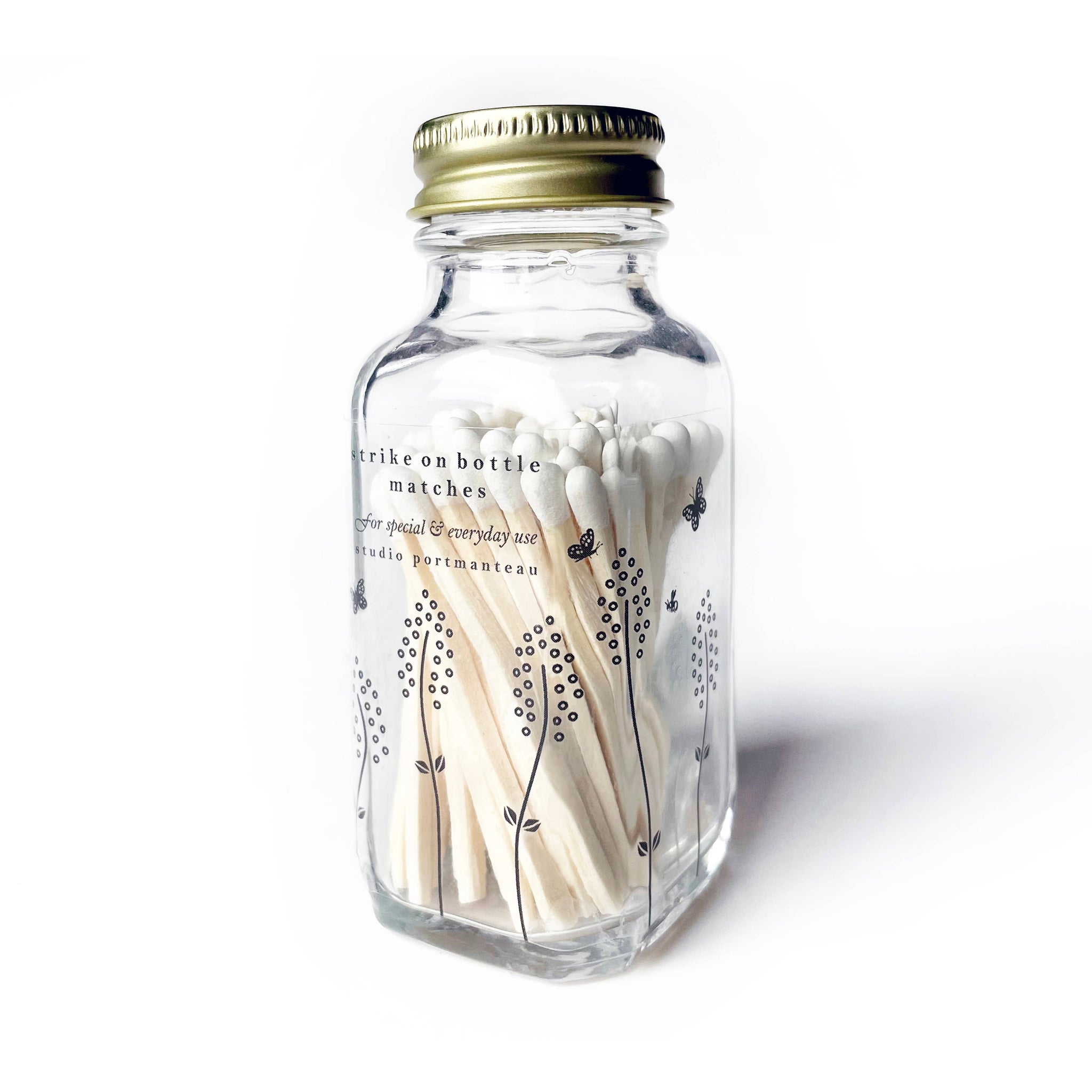 Wildflower 2" White Match Jar | Pretty Glass Match Holder