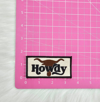 Howdy Longhorn Bull Woven Embroidery Iron On Patch