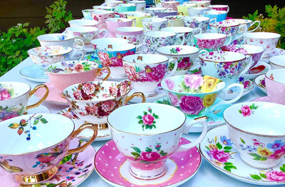 Mismatched teacups for Autumn Tea party, Event Planner