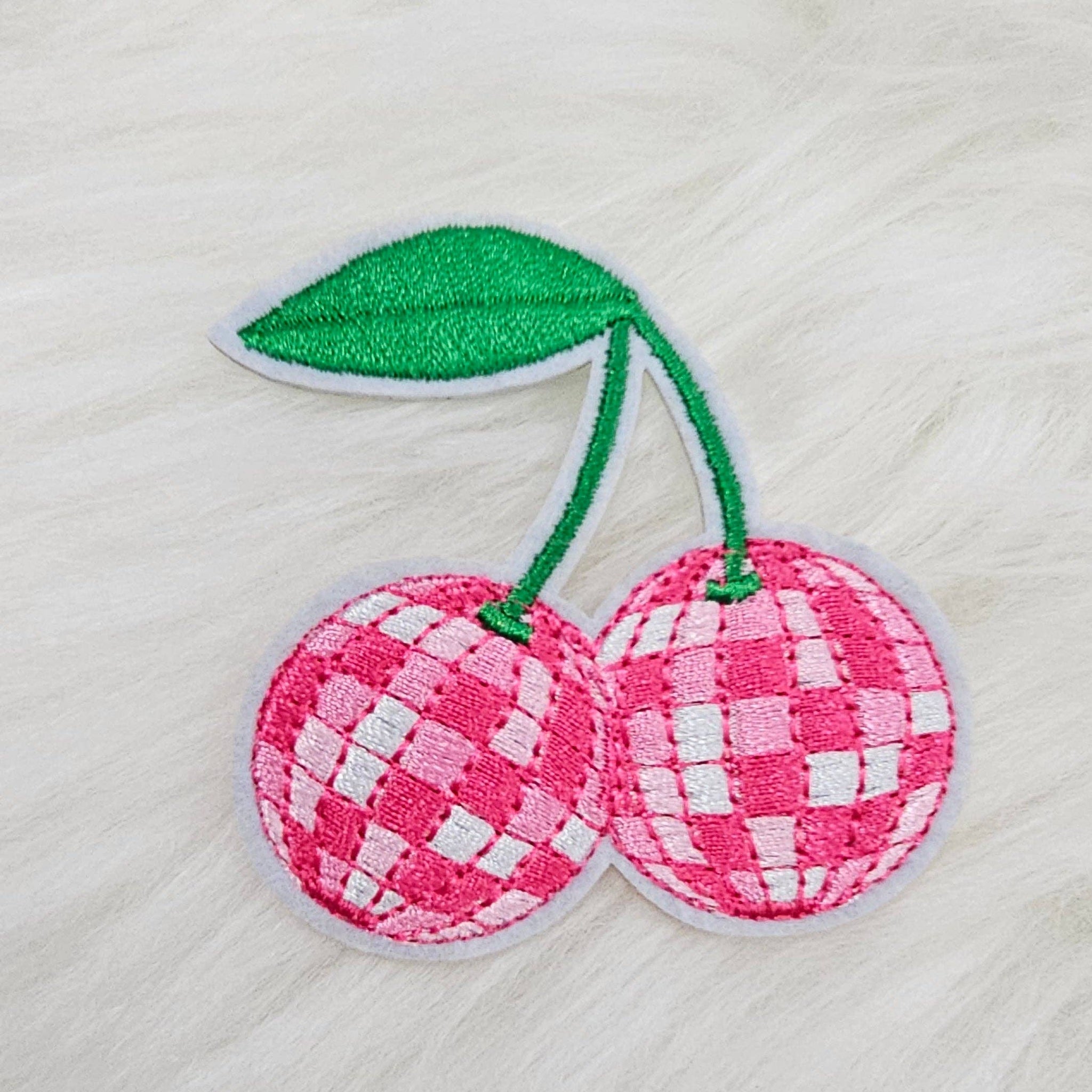Cherry Disco Ball Embroidery Iron On Patch