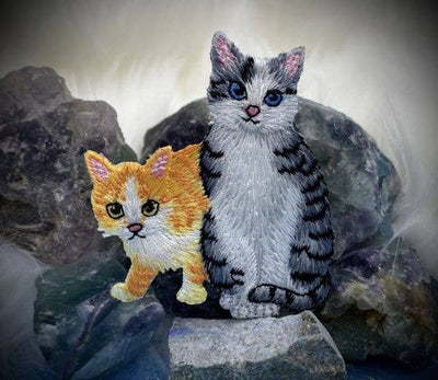 Cat With Kitten, Pets, Embroidered Iron on Patch
