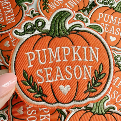 3" Pumpkin Season -  Embroidered Hat Patch