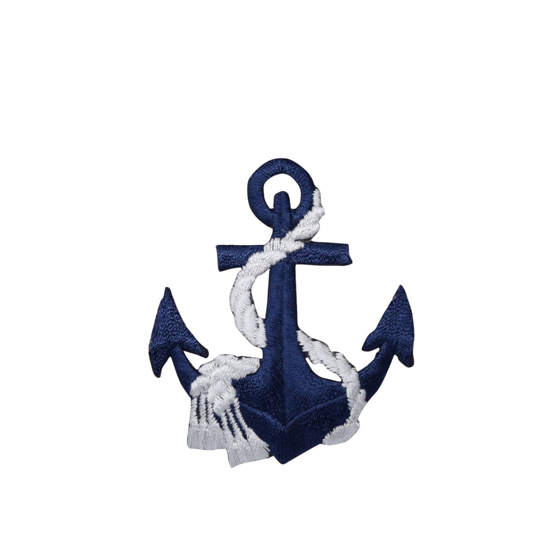 Anchor - Navy Blue/White Rope costal Iron on Patch