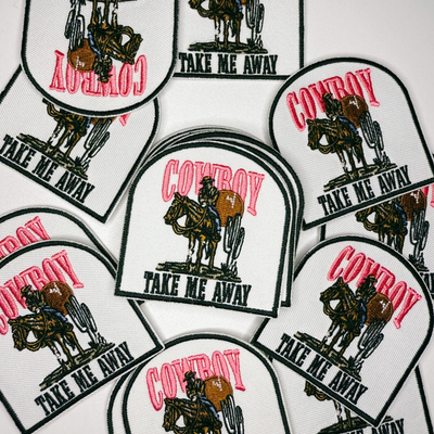3" Cowboy Take me away  -  Embroidered Hat Patch