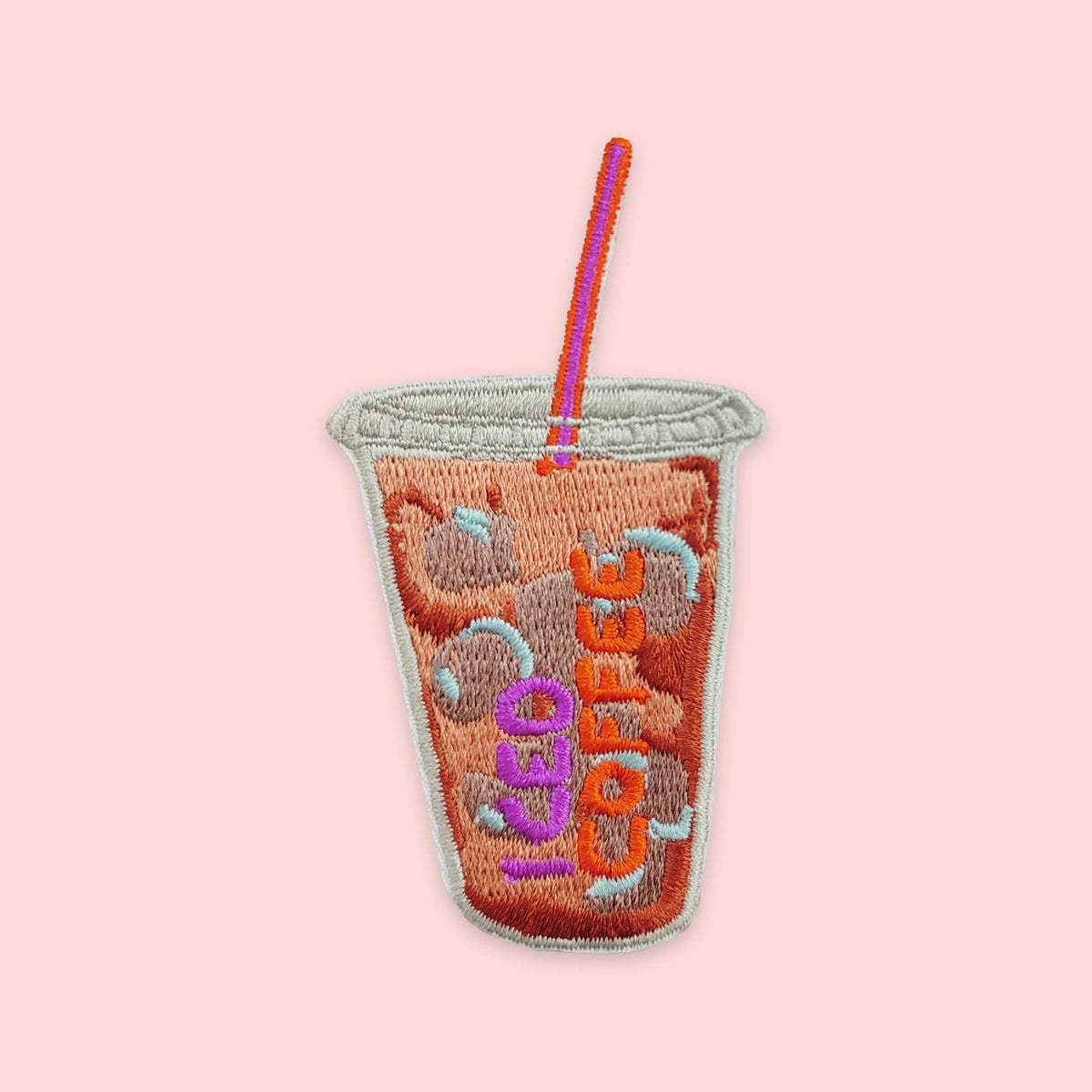 Iced Coffee Iron-On Patch | Coffee Lover Embroidered Patch