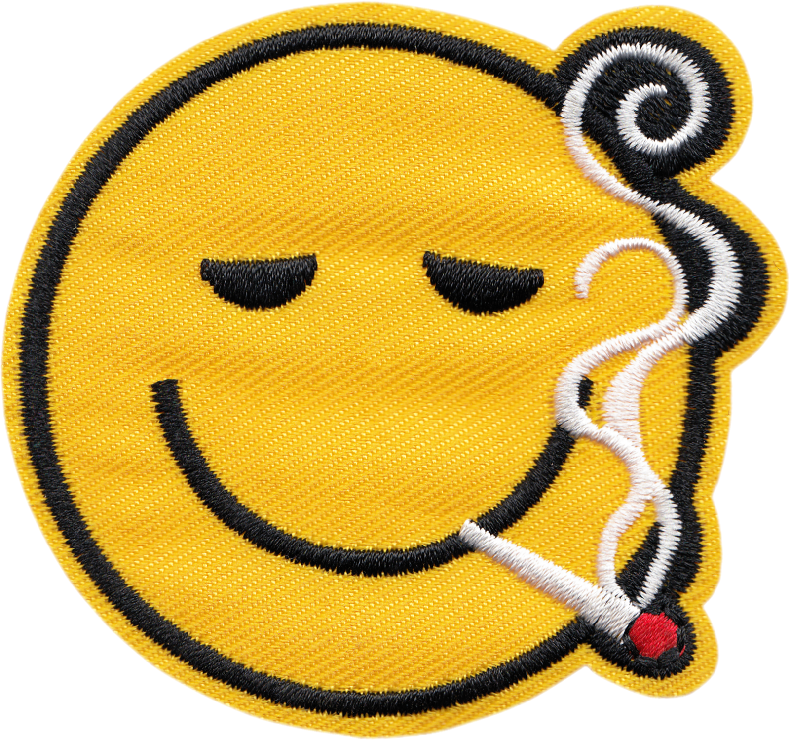 Patch - Smoking Happy Face - 1970s Smile Pot Joint Funny