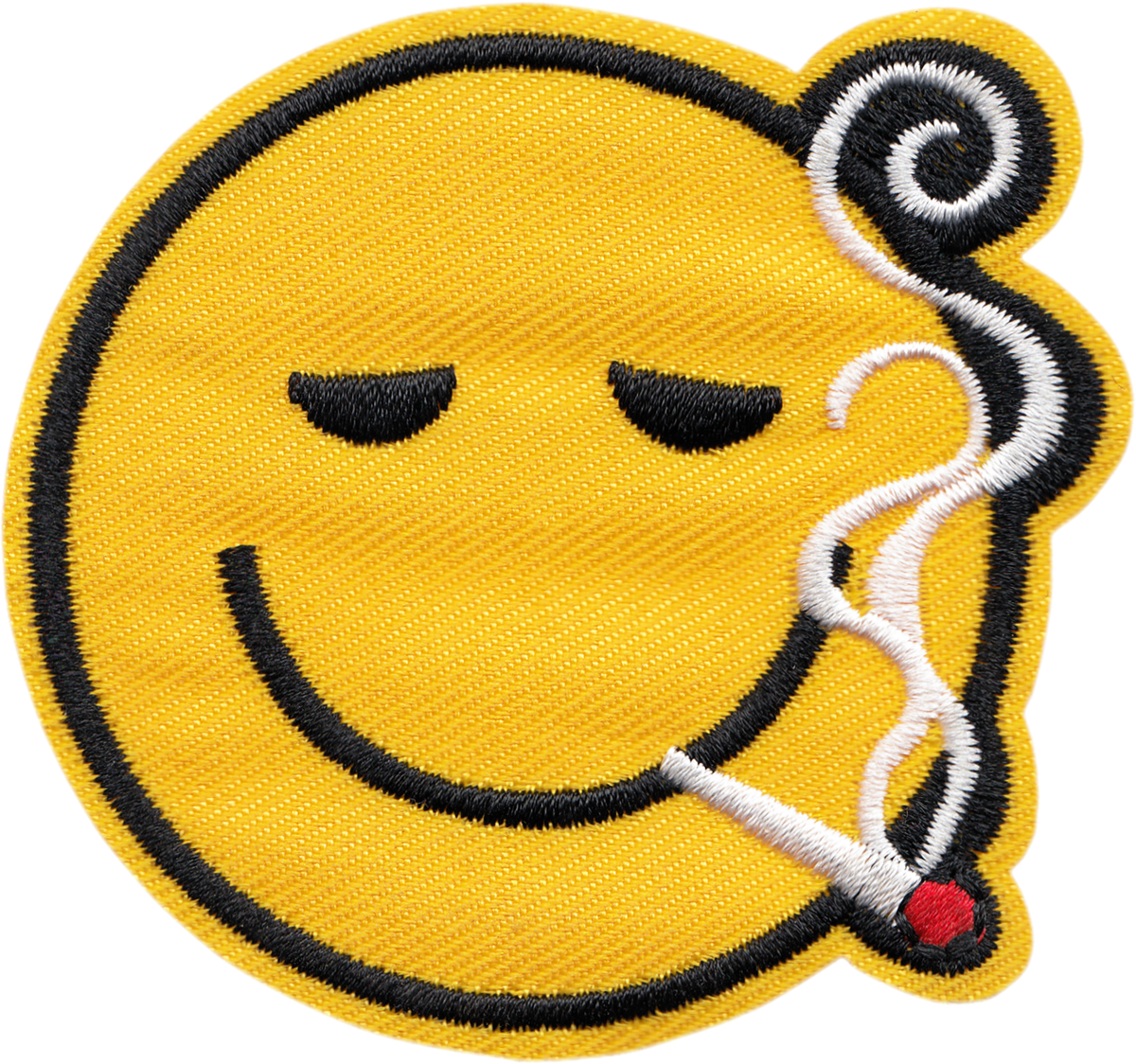 Patch - Smoking Happy Face - 1970s Smile Pot Joint Funny
