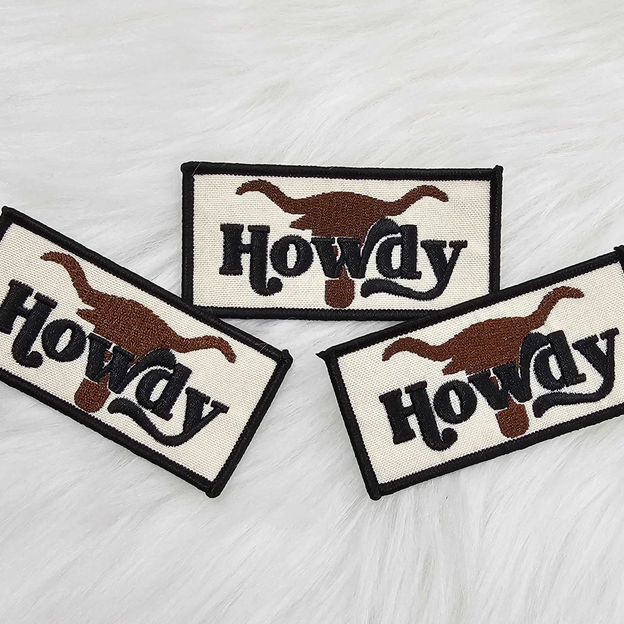 Howdy Longhorn Bull Woven Embroidery Iron On Patch